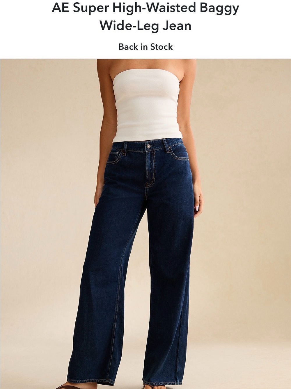 American Eagle Outfitters Dark Blue High-Rise Baggy Wide-Leg Jeans